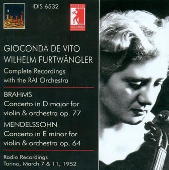 Brahms, J.: Violin Concerto, Op. 77 / Mendelssohn, Felix: Violin Concerto, Op. 64 (De Vito) (1952)